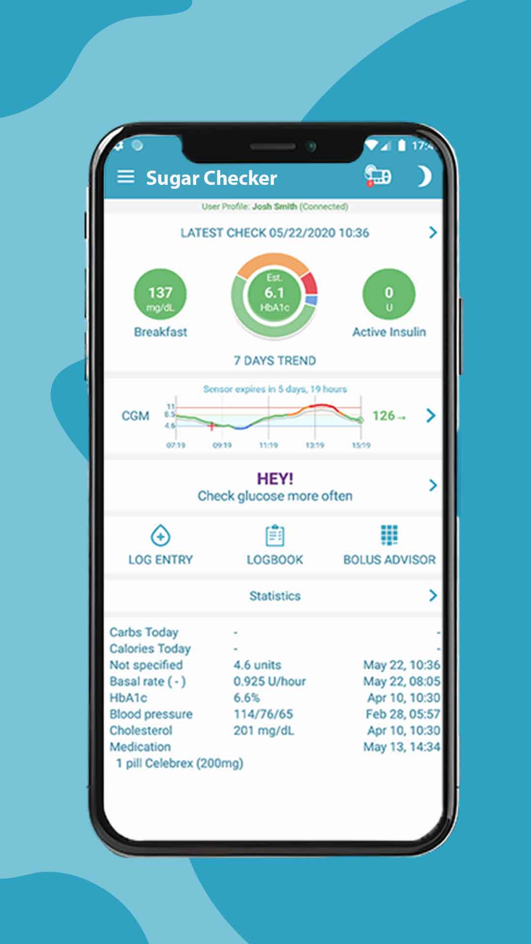 Diabetes Checker screen 2