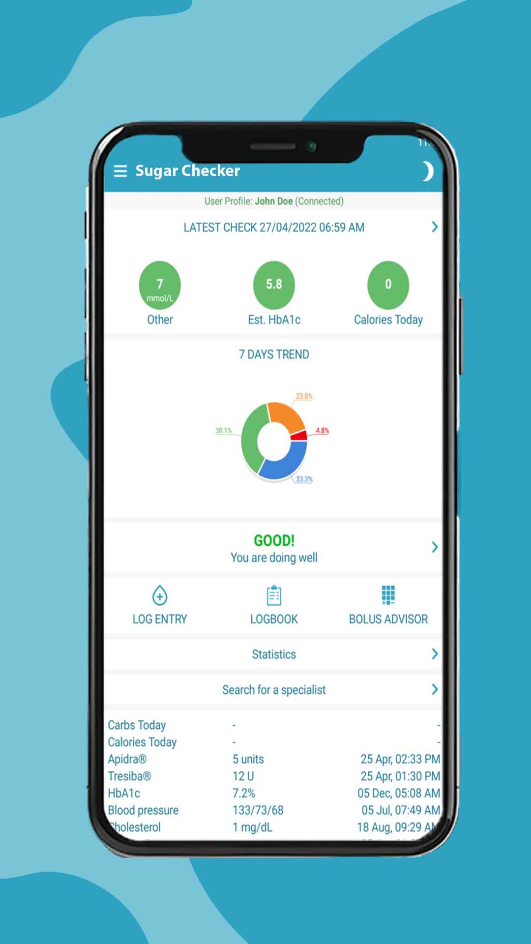 Diabetes Checker screen 3